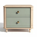 Wooden nightstand with two drawers in green and natural finish 60 x 45 x 40cm