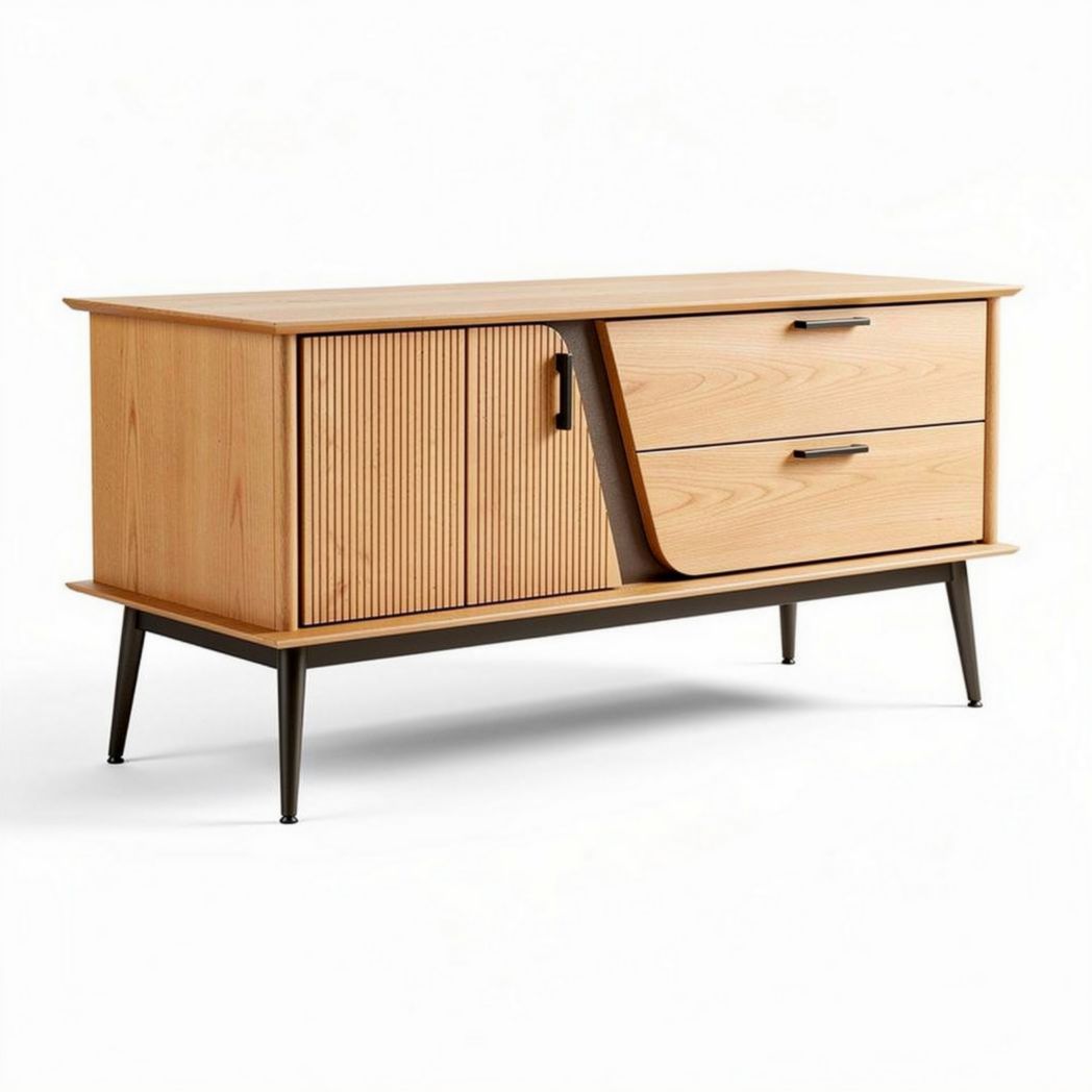 Wooden sideboard with drawers and storage compartment 120 x 40 x 50cm