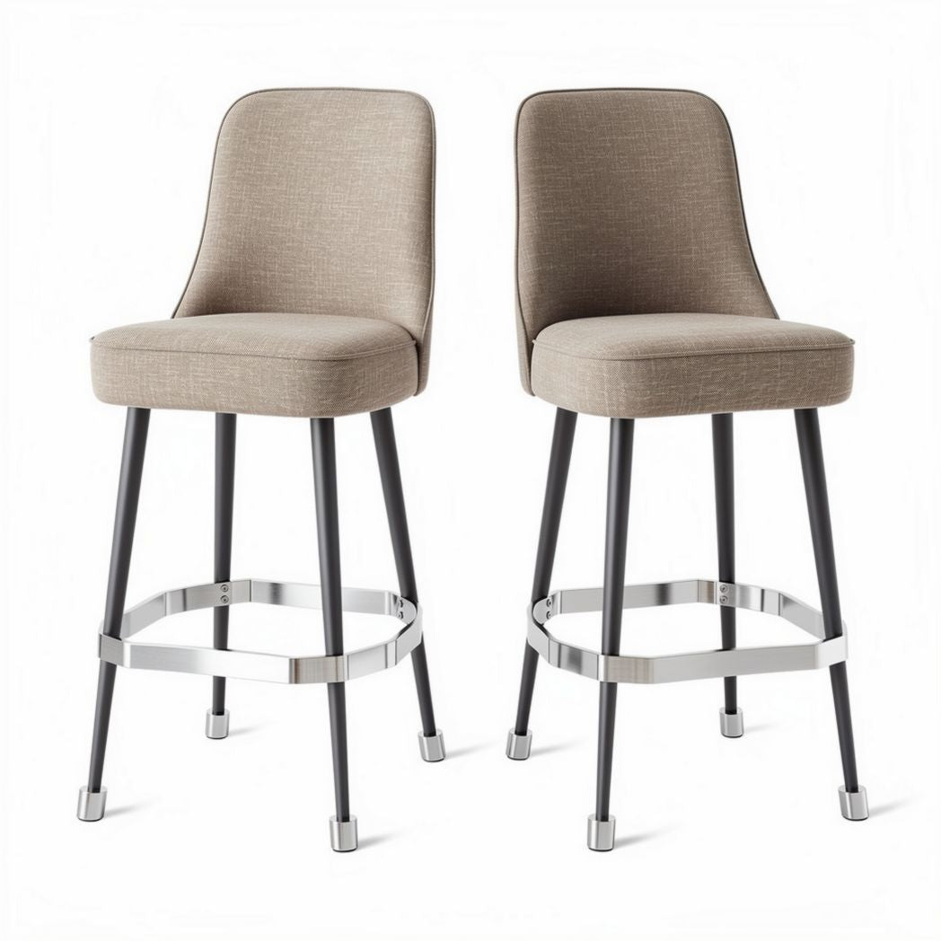 Bar stool set of two with fabric upholstery and metal legs 40 x 40 x 100cm