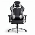 Ergonomic gaming chair with adjustable arms and lumbar support in black and silver