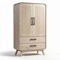 Wooden cabinet with two doors and two drawers 80 x 40 x 180cm beige color