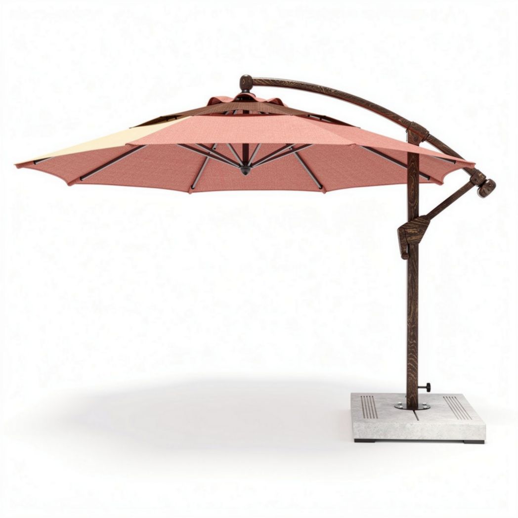 Cantilever patio umbrella with aluminum frame and sun-resistant fabric 300 x 300 x 250cm in orange and yellow