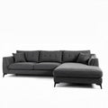 L-shaped sectional sofa in dark gray fabric with detachable cushions 230 x 90 x 85cm