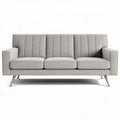 Gray fabric three-seat sofa with sleek metal legs 200 x 80 x 85cm